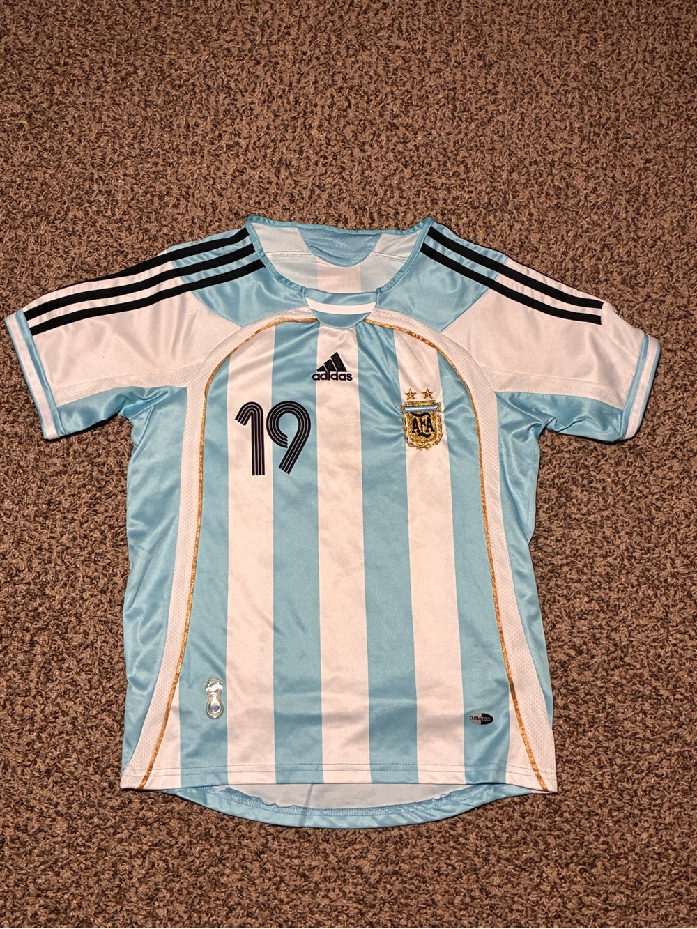 adidas Argentina Kids Soccer Jersey in Light Blue & White - #19